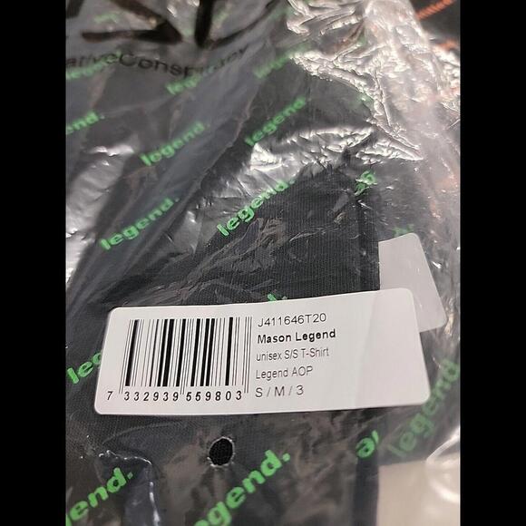 WESC Mason T Shirt S/M/3 Graphic Tee Black W Green Legend Allover Print Sweden - Picture 3 of 6